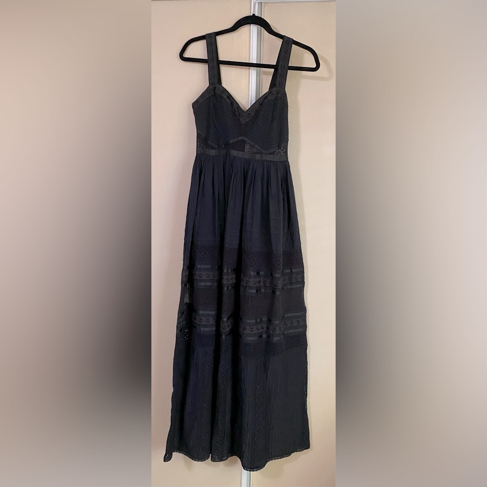 Free People Limited Edition black long dress! So cute! Zip up closure with hook.